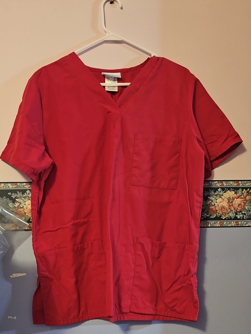 SB Scrubs Red V-Neck Short Sleeve Scrub Top